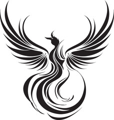 Resilient Firebird Icon Black Logo Flame Feather Phoenix Vector Emblem