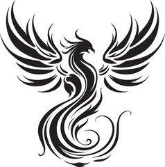 Phoenix Glow Wings Vector Icon Eternal Fire Emblem Black Logo Icon