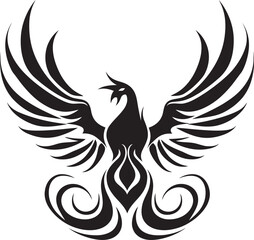 Eternal Fire Emblem Black Logo Icon Rising Phoenix Wings Vector Emblem
