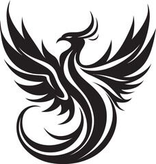 Rising Phoenix Wings Vector Emblem Phoenix Ignition Icon Black Emblem