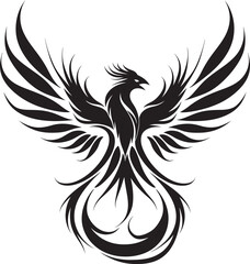 Inferno Avian Symbol Black Logo Icon Rebirth Firebird Icon Vector Emblem