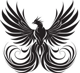 Phoenix Resurgence Vector Emblematic Radiant Flame Wings Black Logo