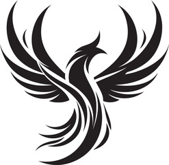 Resilient Feather Icon Black Design Rising Phoenix Flame Vector Emblem Icon