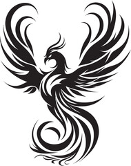 Phoenix Flame Rise Vector Logo Icon Resilient Feather Icon Black Design