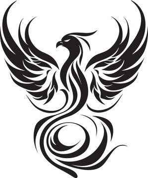 Rebirth Firebird Icon Vector Emblem Flame Resilience Symbol Black Emblematic