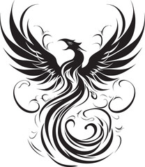 Radiant Flame Wings Black Logo Rebirth Firebird Icon Vector Emblem