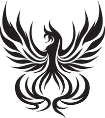 Rebirth Firebird Icon Vector Emblem Flame Resilience Symbol Black Emblematic
