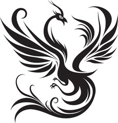 Resilient Feather Icon Black Design Rising Phoenix Flame Vector Emblem Icon