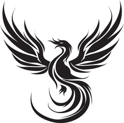 Phoenix Rebirth Wings Black Emblematic Revival Blaze Icon Vector Logo