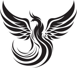 Rising Phoenix Flame Vector Emblem Icon Phoenix Rebirth Wings Black Emblematic