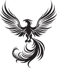Fototapeta premium Resurgence Phoenix Vector Emblem Icon Radiant Feathered Icon Black Design