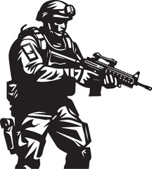 Battlefield Weaponry Vector Emblematic Tactical Firearm Soldier Black Emblem