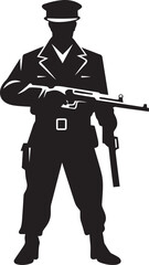 Battlefield Gunner Black Logo Icon Armed Forces Hero Vector Emblem