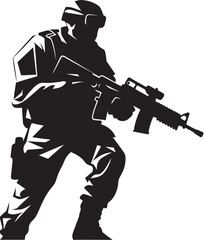 Military Gunner Emblem Vector Logo Infantry Arsenal Soldier Black Iconic