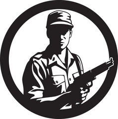 Tactical Firearm Soldier Black Emblematic Military Gunner Emblem Vector Logo
