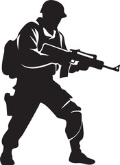 Warrior Carry Gun Vector Icon Emblem Troop Firearm Icon Black Emblem
