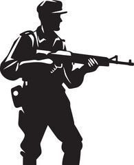 Battlefield Weaponry Vector Logo Icon Tactical Firearm Soldier Black Iconic