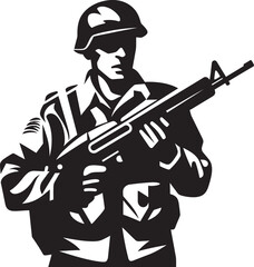 Gunslinger Soldier Vector Logo Frontline Firearm Black Emblematic