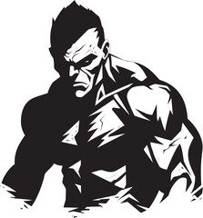 Zombie Gym Icon Black Iconic Corrupted Body Sculpt Vector Emblematic