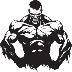 Zombie Powerlifter Black Logo Emblem Risen Muscle Zombie Vector Iconic Design
