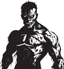 Decayed Fitness Corpse Vector Logo Muscle Massacre Zombie Black Emblematic