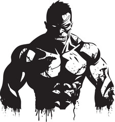 Ghoul Fitness Beast Black Logo Emblem Zombie Gym Enigma Vector Iconic