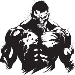 Apocalyptic Muscle Form Vector Emblem Risen Muscle Zombie Black Iconic Emblem