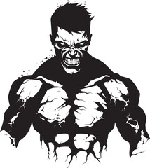 Apocalyptic Fitness Zombie Black Design Risen Muscle Corpse Vector Emblematic