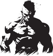 Risen Muscle Corpse Vector Emblematic Zombie Powerlifter Icon Black Emblematic