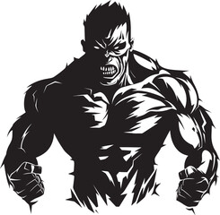 Risen Fitness Ghoul Vector Emblem Undead Muscle Sculpt Black Logo Icon