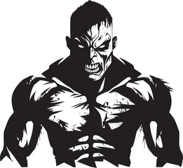 Ghoul Gym Warrior Black Logo Icon Zombie Muscle Builder Vector Emblematic