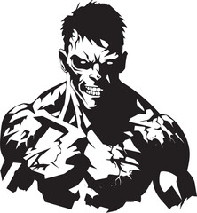 Ghastly Workout Emblem Black Iconic Zombie Gym Enigma Vector Emblem