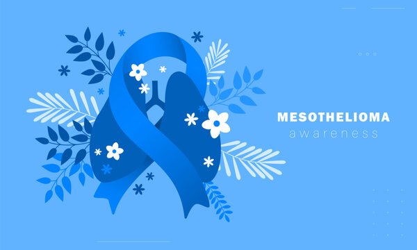 Lung Leavin’ Day (mesothelioma awareness). Lungs, ribbon and flowers vector illustration