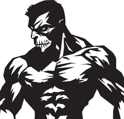 Rotted Body Sculpture Vector Emblematic Apocalyptic Gym Warrior Black Emblem