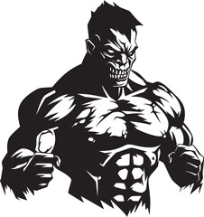 Apocalyptic Gym Warrior Black Emblem Zombie Workout Icon Vector Logo