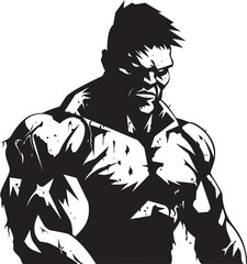 Corrupted Muscle Builder Black Iconic Zombie Powerlifter Vector Emblematic