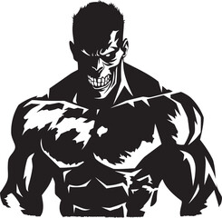Ghastly Workout Icon Vector Emblematic Decaying Muscle Forge Black Emblem