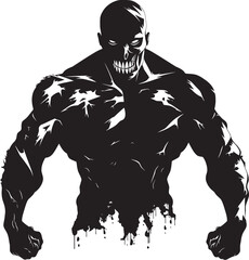 Risen Bodybuilder Icon Black Design Apocalyptic Fitness Vector Logo