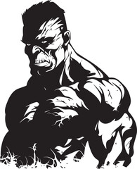 Zombie Powerlifter Vector Emblem Resurrected Muscle Forge Black Emblematic