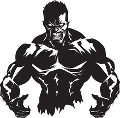 Corrupted Fitness Icon Black Emblematic Zombie Muscle Enigma Vector Icon