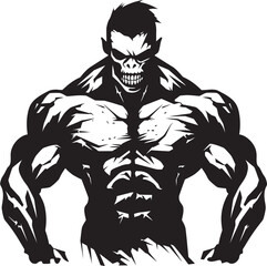 Apocalyptic Gym Warrior Vector Logo Decayed Muscle Mass Black Iconic