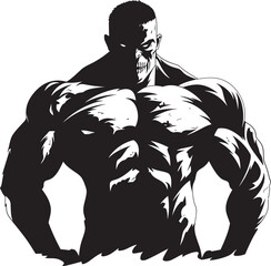 Undead Fitness Sculpture Black Emblem Apocalyptic Gym Warrior Vector Logo