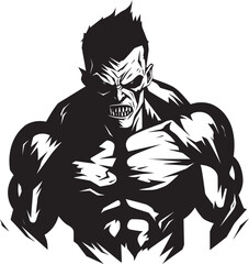 Ghastly Workout Icon Black Emblem Decaying Muscle Pump Vector Logo