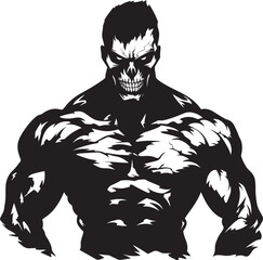 Zombie Mass Gain Vector Logo Icon Ghastly Fitness Icon Black Emblematic