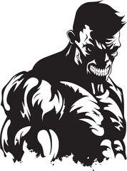 Eternal Zombie Sculpt Black Iconic Zombie Muscle Forge Vector Emblematic
