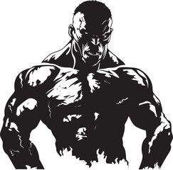 Ghastly Fitness Icon Black Emblematic Decayed Muscle Forge Vector Icon