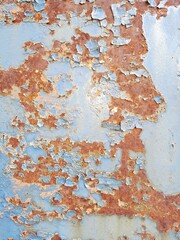 Blue painted Rusty metal door texture background 