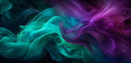 Foto op Plexiglas Spiraling plumes of emerald and amethyst smoke entwined in an ephemeral dance, creating an enchanting tapestry of vivid and transient colors. © Abdul