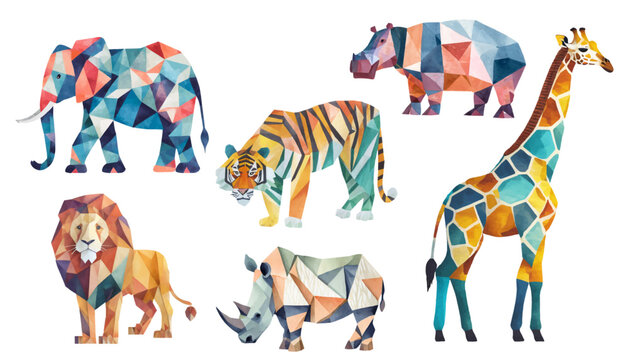 watercolor graphic resources with transparent background, wildlife drawing set / collection