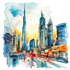 Dubai watercolor paint
